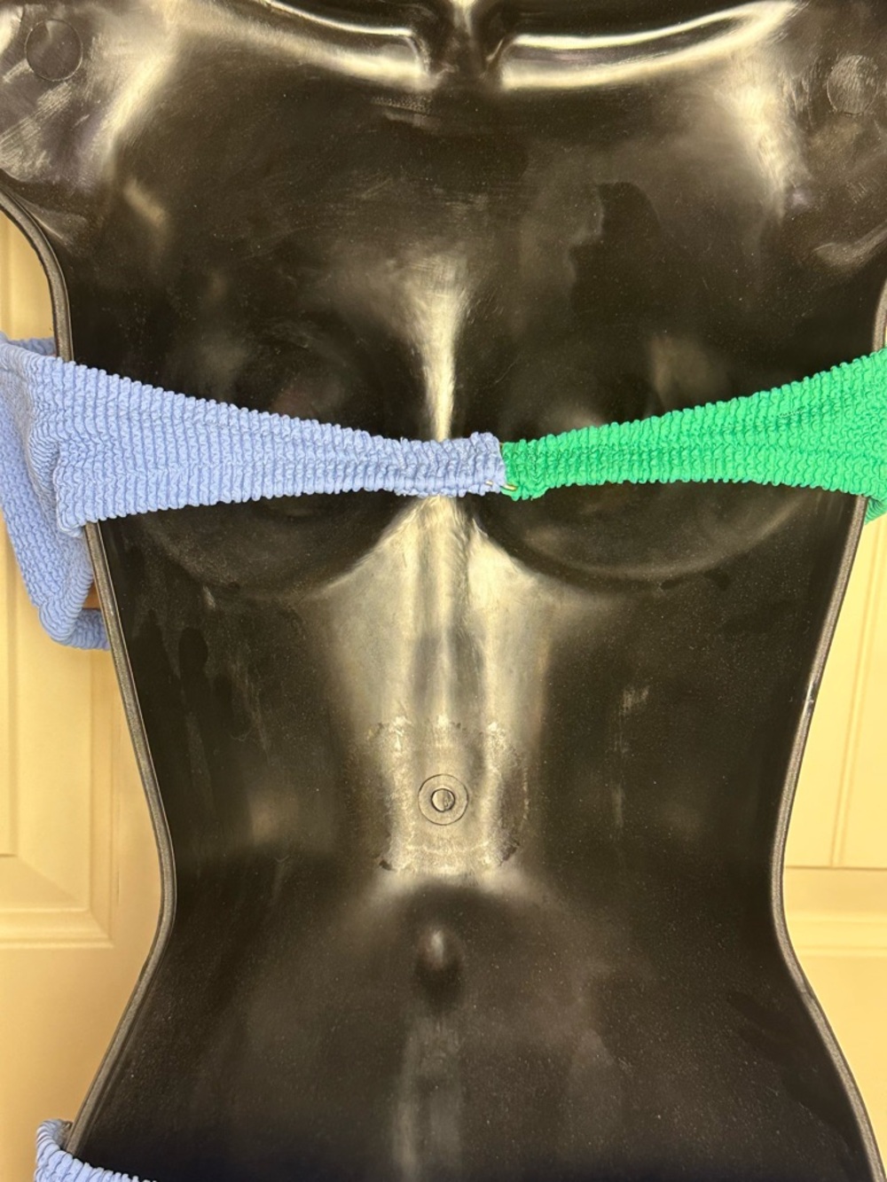 J.Crew Colorblock Bandeau Bikini Set Blue Green O-Ring Top L Bottom M - Picture 6 of 16